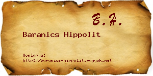 Baranics Hippolit névjegykártya